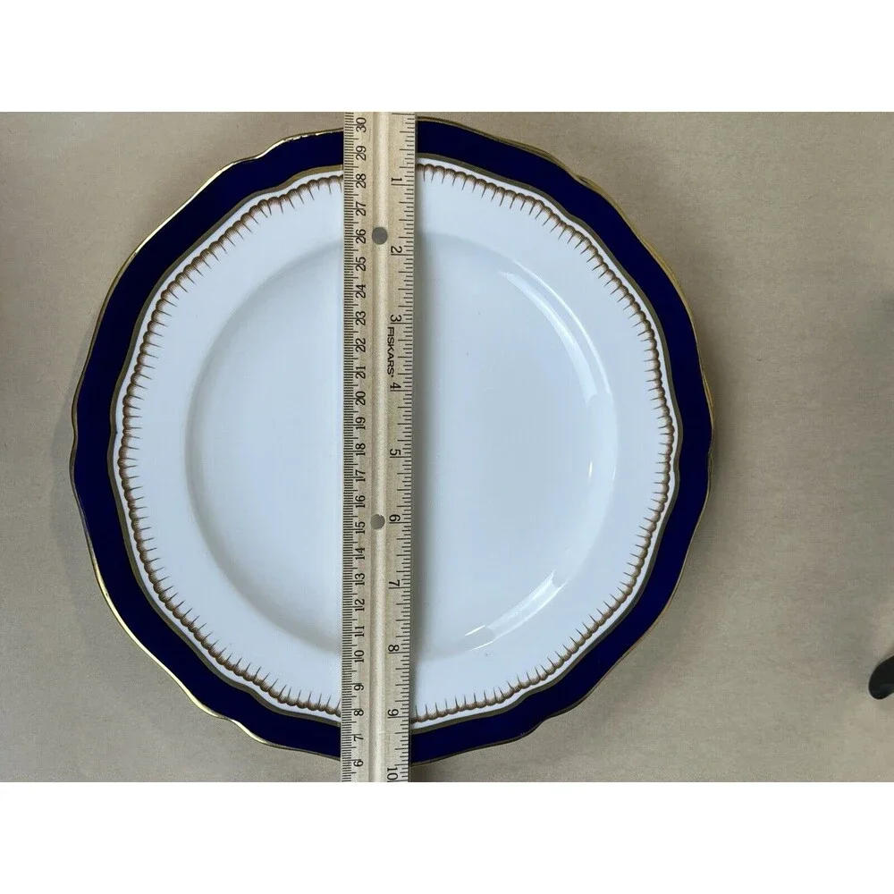 2 HTF Antique Spode Copeland‎ Cobalt Blue Gold Trim R7767 Dinner Plate 9 3/4”